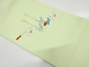 塩瀬　御所人形大名行列模様　名古屋帯
